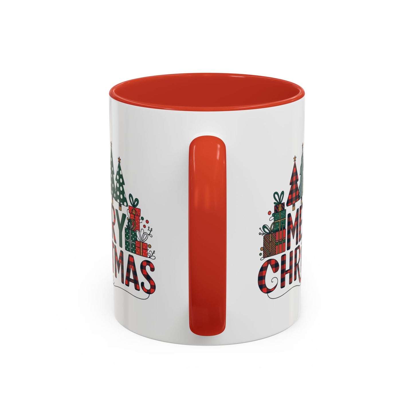 Christmas Mug - Merry Christmas Tartan Text Trees Presents