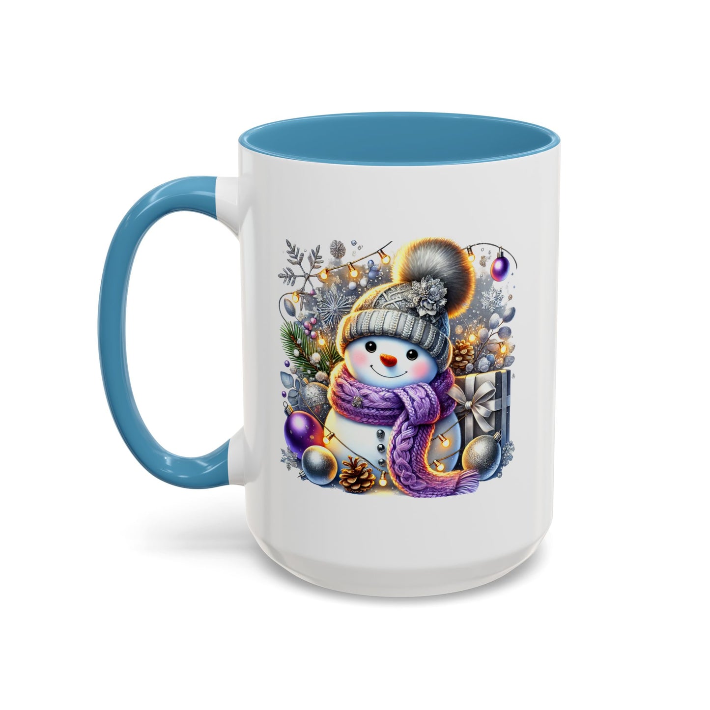 Christmas Mug - Purple and Silver Snowman