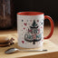 Christmas Mug - Merry Christmas Maroon & Blue Text Tree Hearts Stars