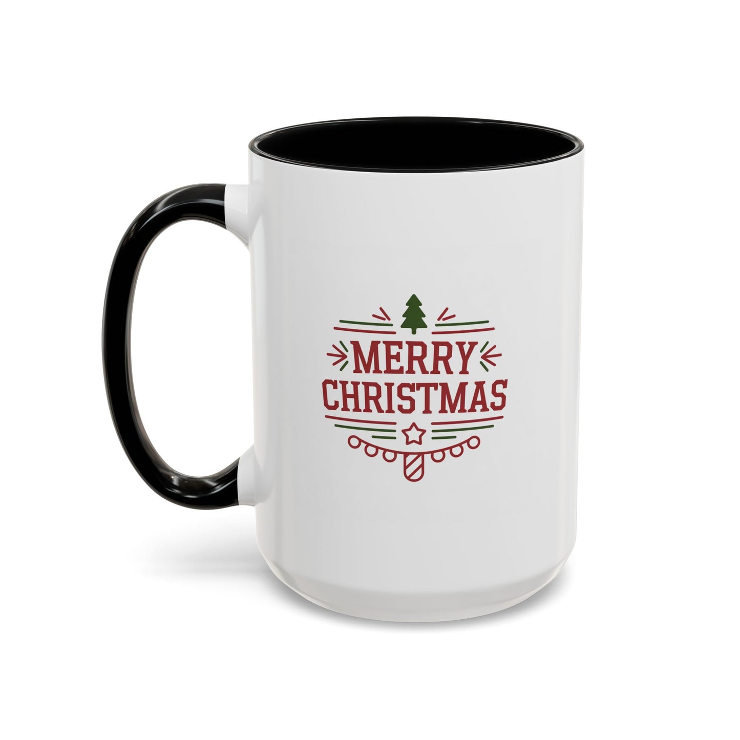 Christmas Mug - Merry Christmas Maroon Text Tree Star