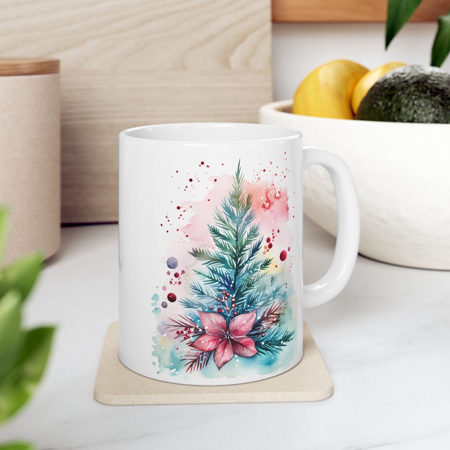 Christmas Mug - Christmas Tree and Mistletoe
