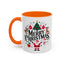 Christmas Mug - Merry Christmas Black Text Santa Reindeer Snowmen Ornaments