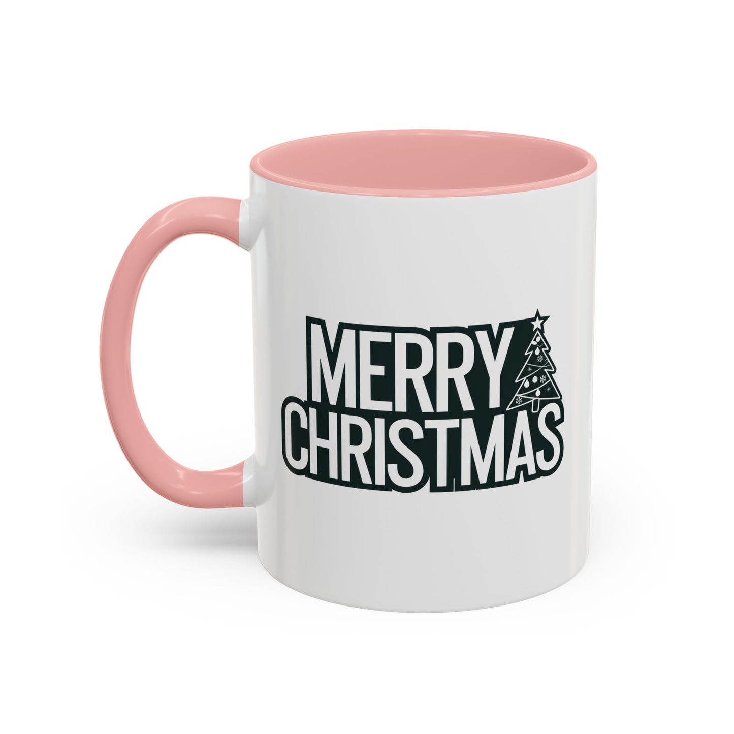 Christmas Mug - Merry Christmas White & Black Text Tree