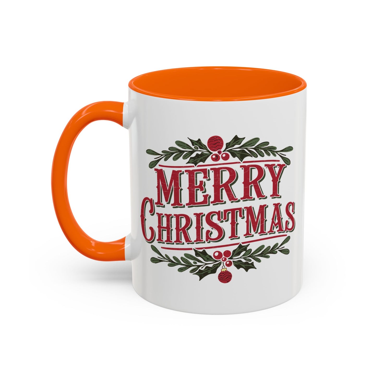 Christmas Mug - Merry Christmas Maroon Text Ornament Decorations
