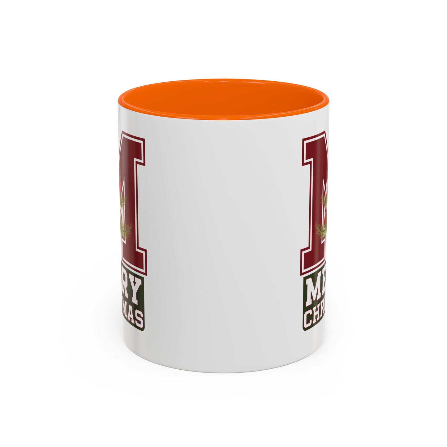 Christmas Mug - Merry Christmas White Green & Red College Text