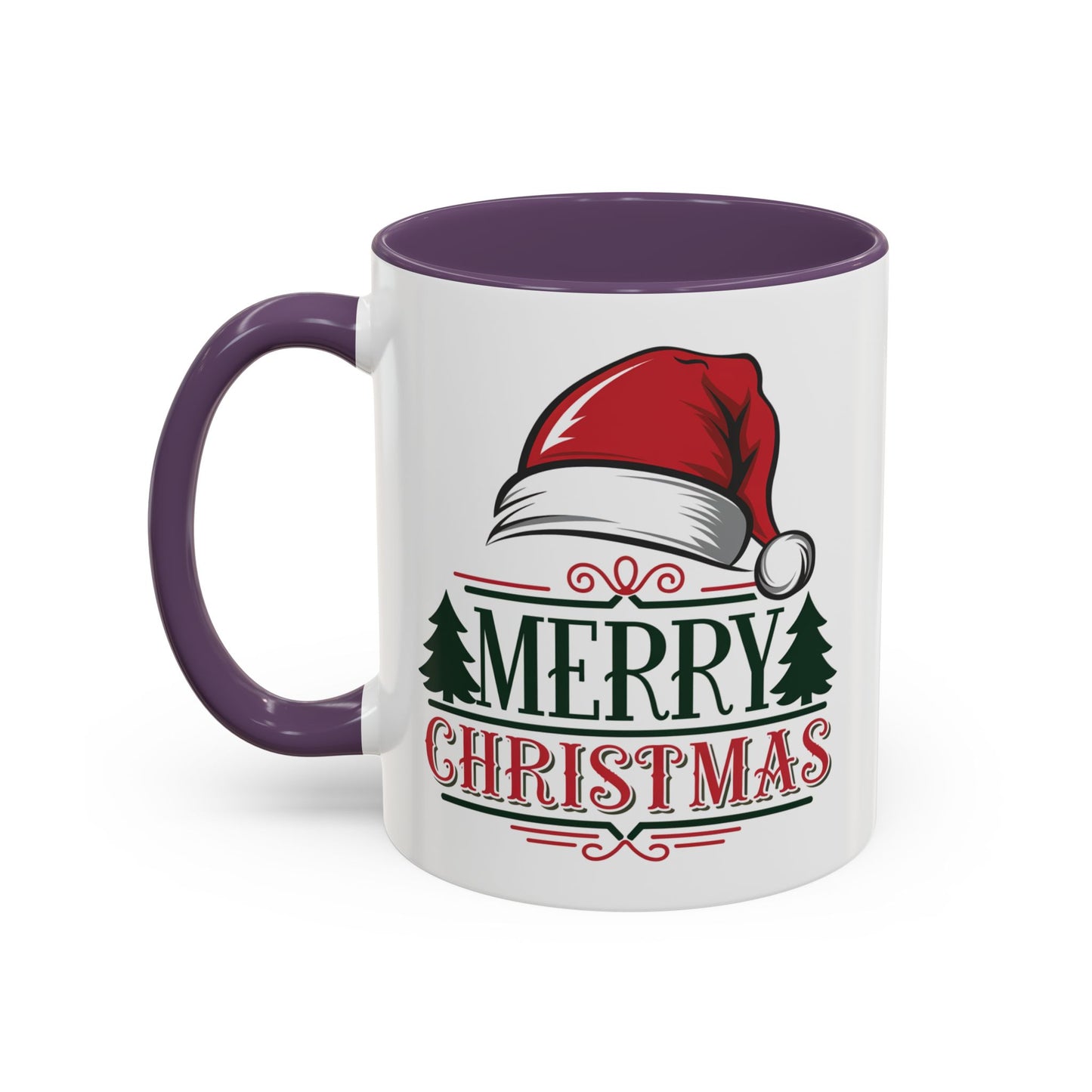 Christmas Mug - Merry Christmas Green & Red Text Red Hat