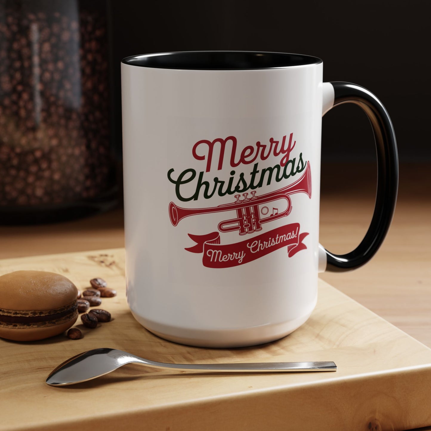 Christmas Mug - Red & Green Text Trumpet