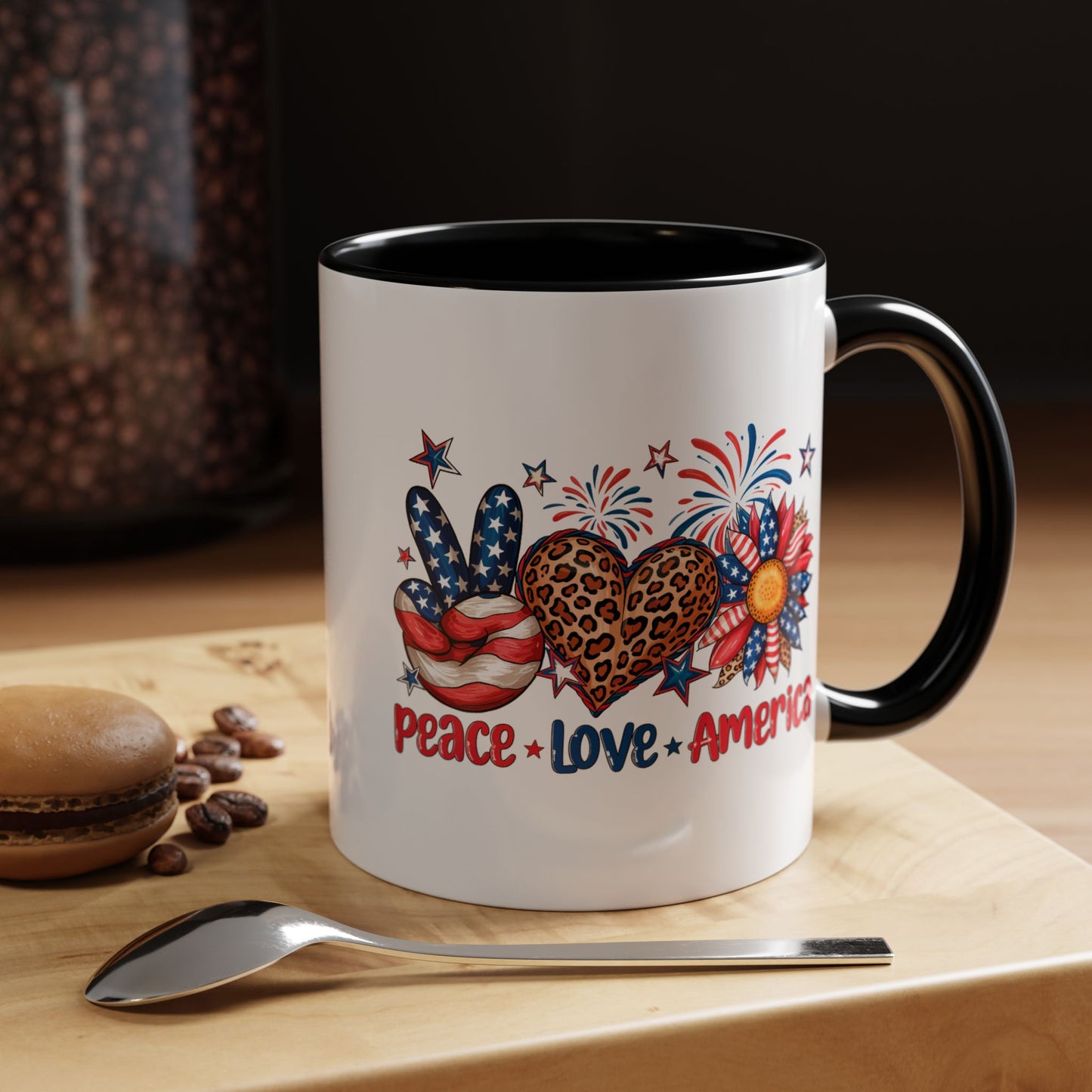 4th of July Mug - Peace Love America