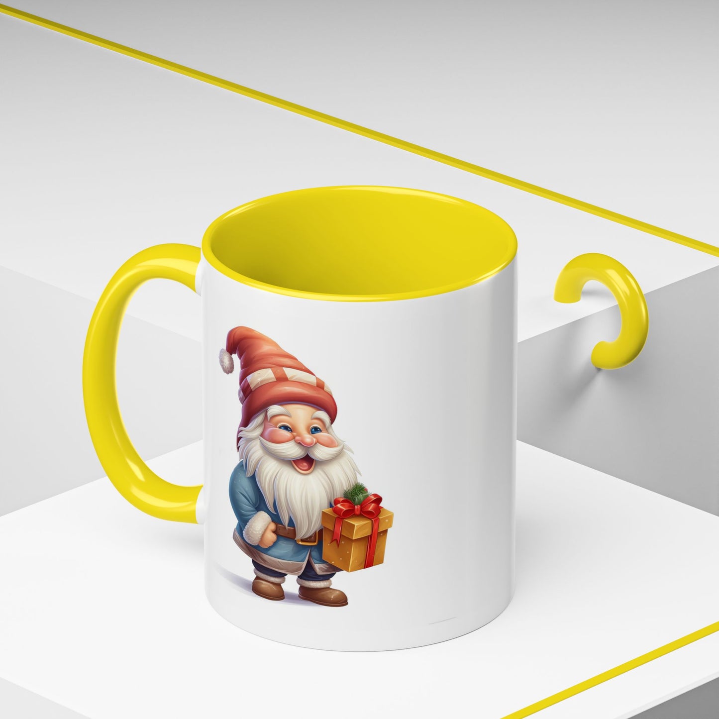 Christmas Mug - Old Gnome with Present