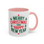 Christmas Mug - Merry Christmas and a Happy New Year Green & Red Text Trees Stars