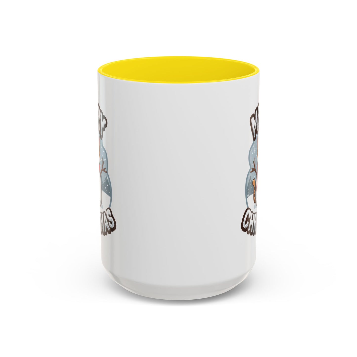 Christmas Mug - Merry Christmas Black & White Text Snowman Cat