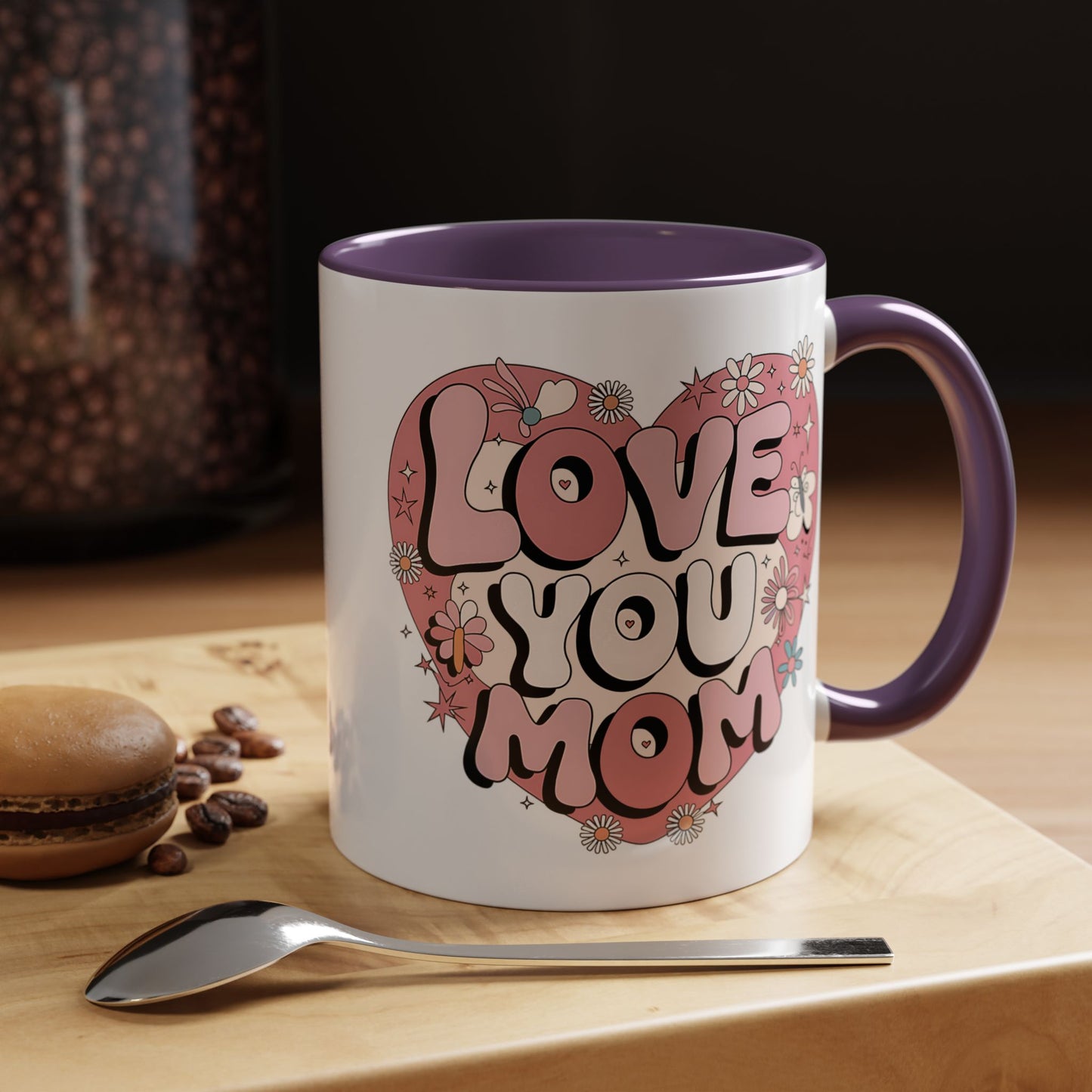 Mother's Day Mug - Love You Mom Retro Heart