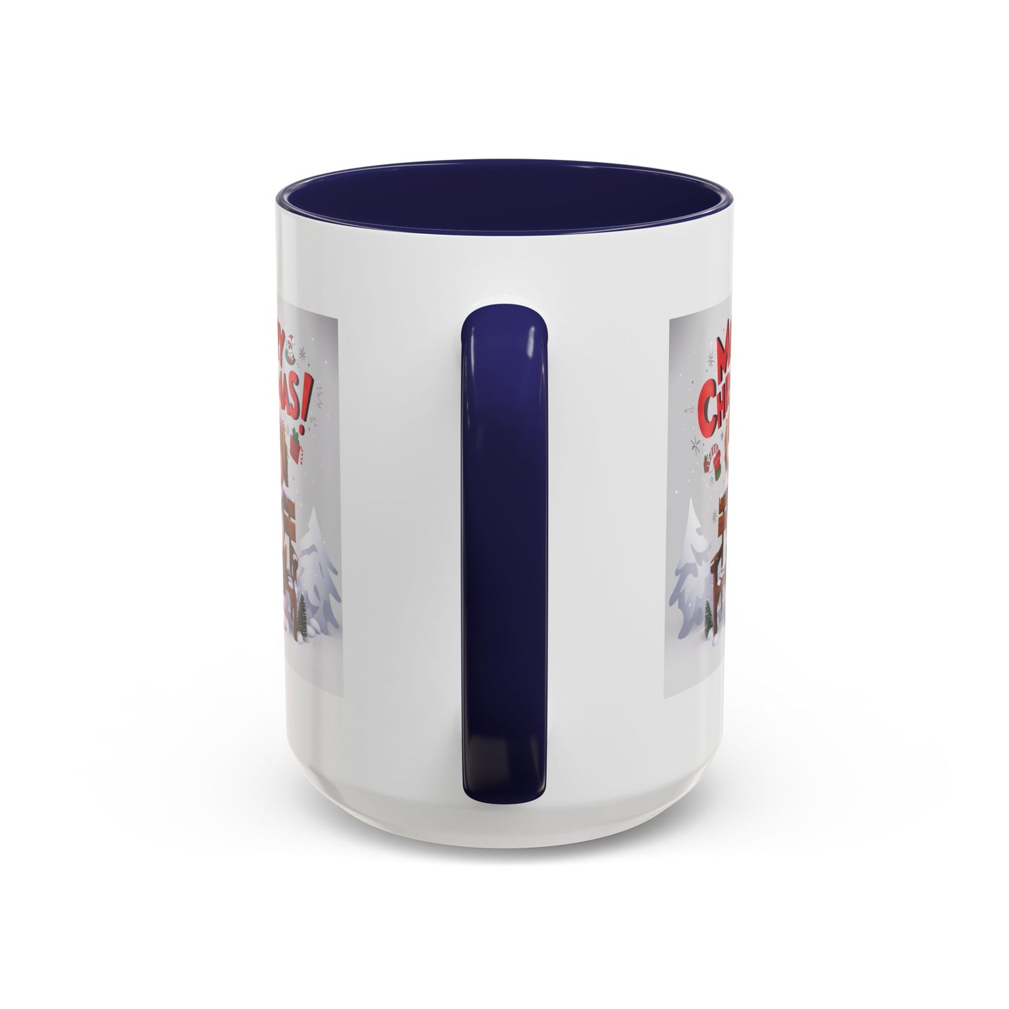 Christmas Mug - Merry Christmas Red Text Puppy Green & Red Top