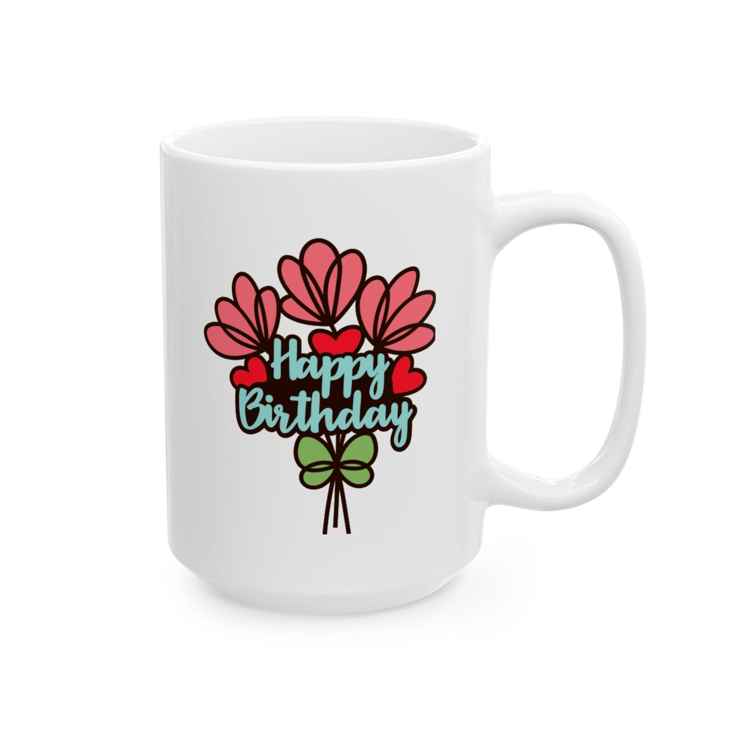 Birthday Mug - Flower Bouquet Hearts