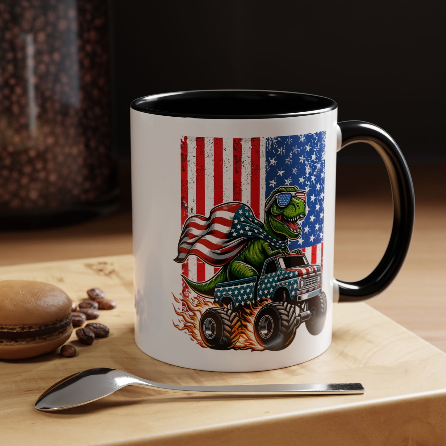 4th of July Mug - T Rex Riding Monster Truck