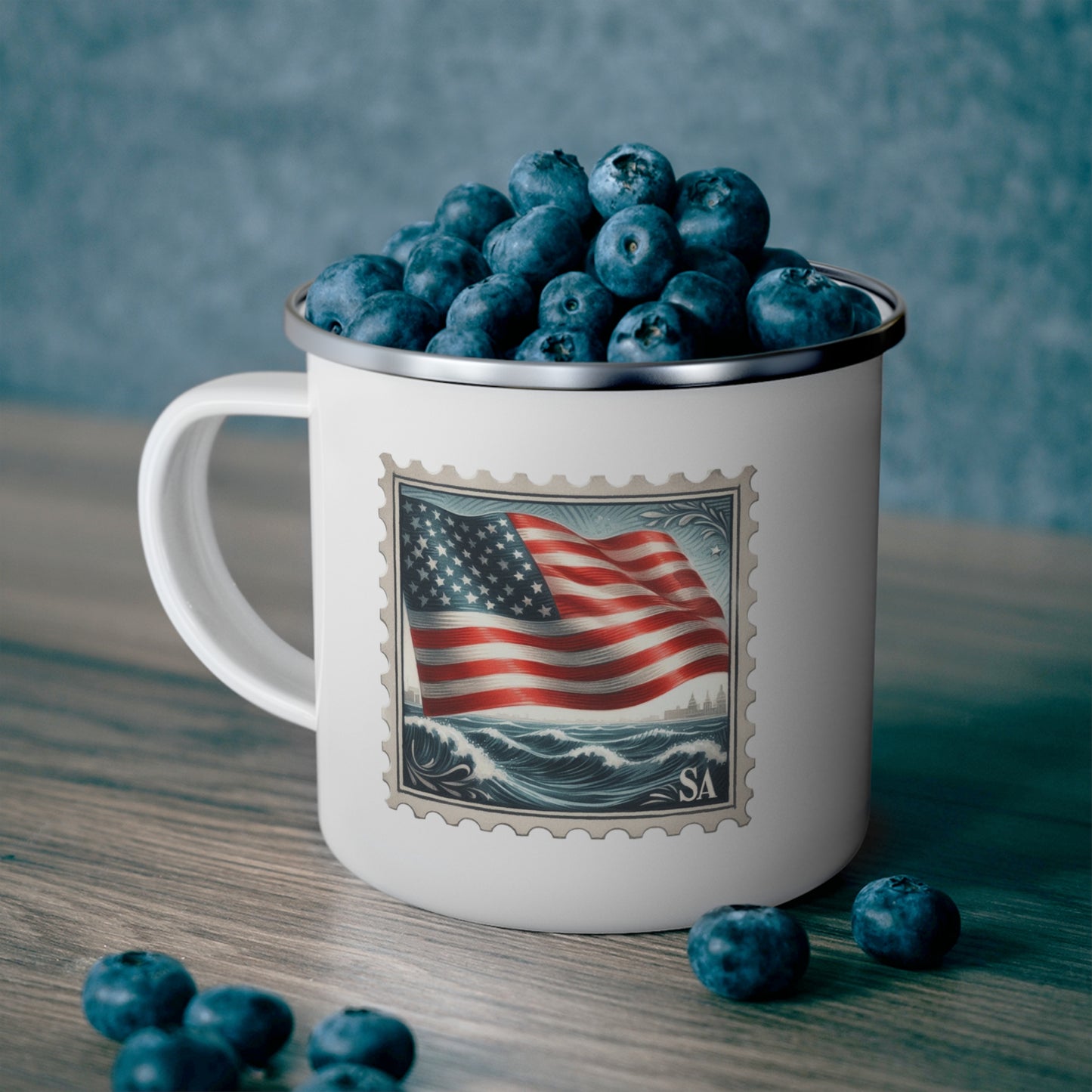 4th of July Mug - American Flag Sea Stamp