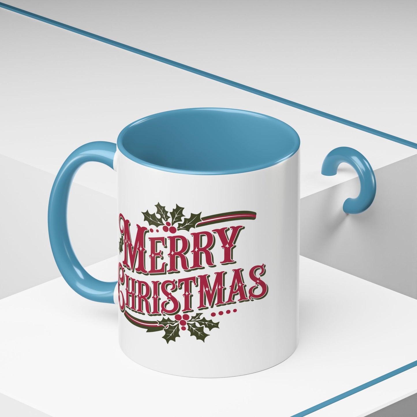 Christmas Mug - Merry Christmas Maroon & Green Text Decorations