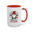 Christmas Mug - Merry Christmas Green & Red Text Gnome Present Trees