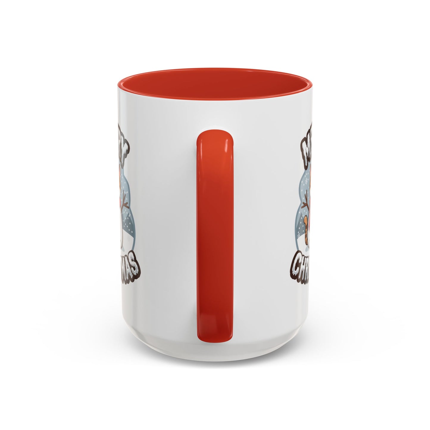Christmas Mug - Merry Christmas Black & White Text Snowman Cat