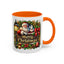 Christmas Mug - Merry Christmas Cream Text Santa Ok Light Bow Ornaments