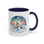 Christmas Mug - Merry Christmas Blue Text Snowman Star Reindeer
