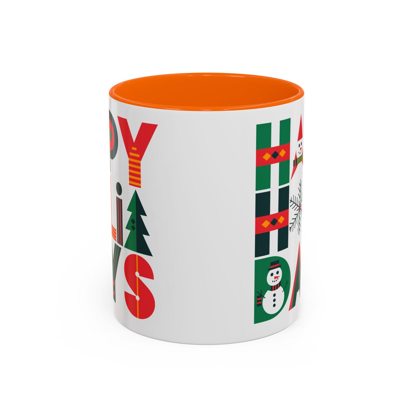 Christmas Mug - Happy Holidays Green Red & Blue Decorative Text