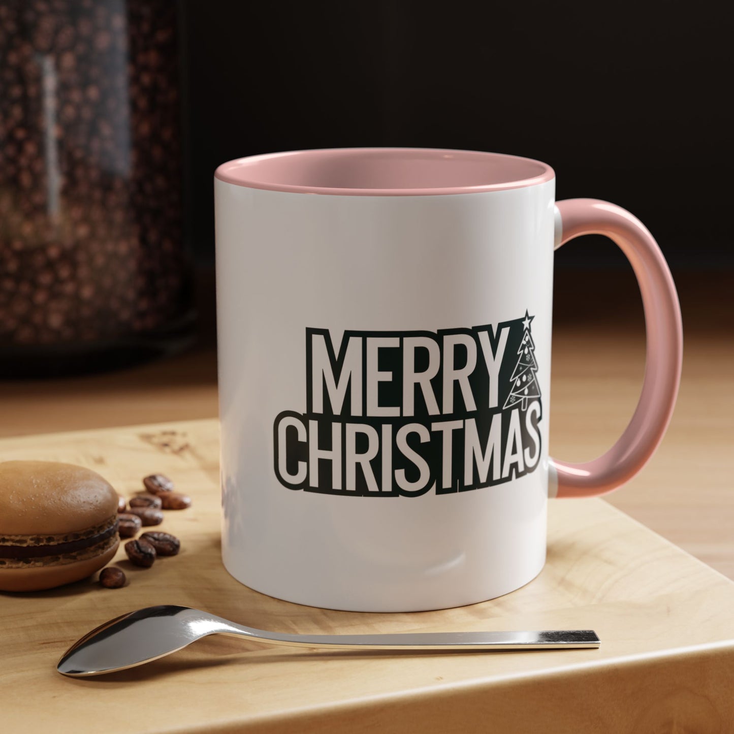 Christmas Mug - Merry Christmas White & Black Text Tree