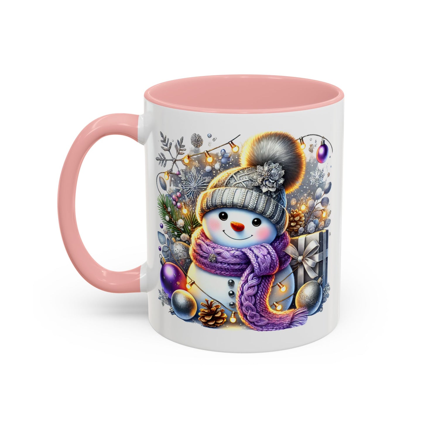 Christmas Mug - Purple and Silver Snowman