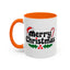 Christmas Mug - Merry Christmas Black Text Hat Candy Cane Mistletoe