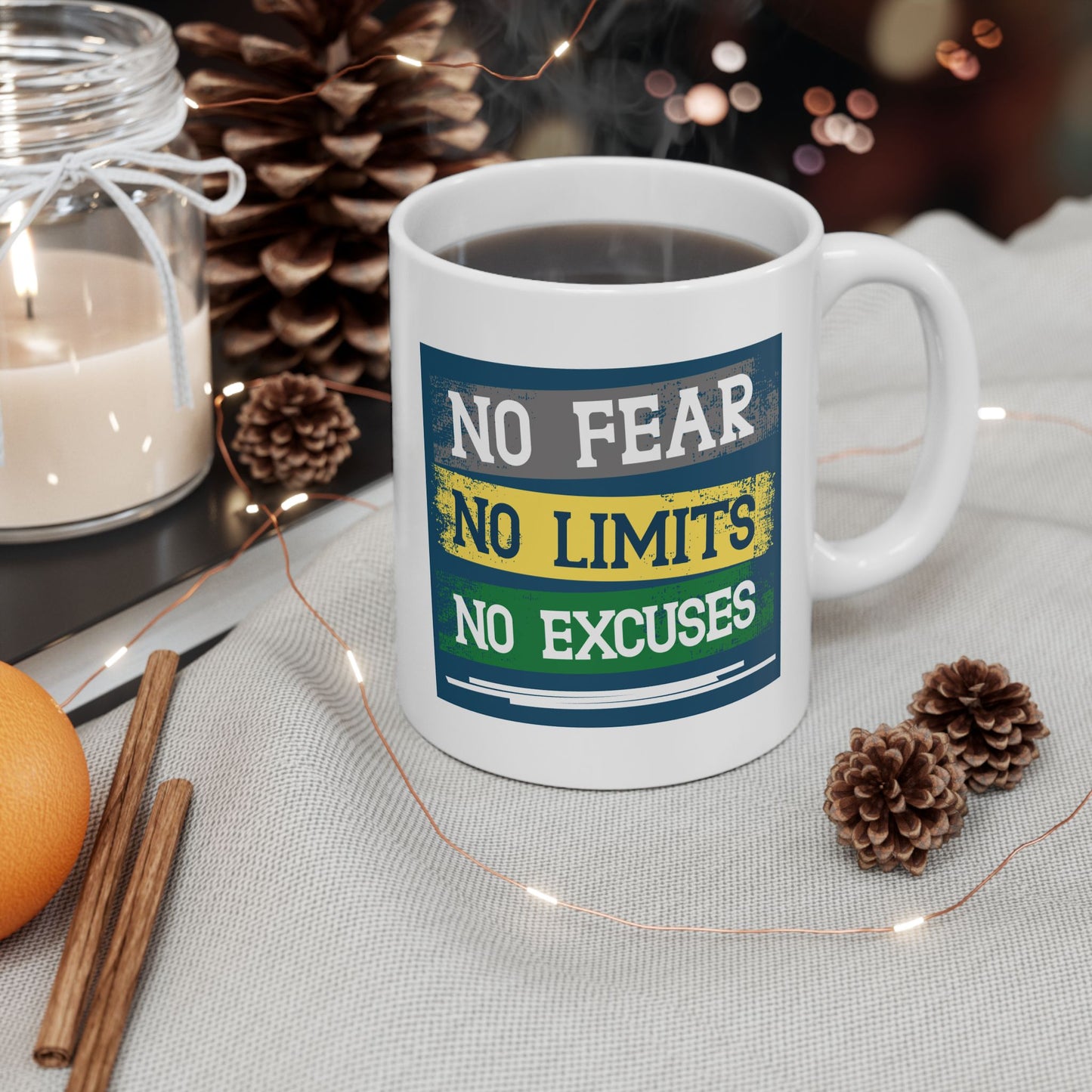 Motivation Mug - No Fear No Limits No Excuses