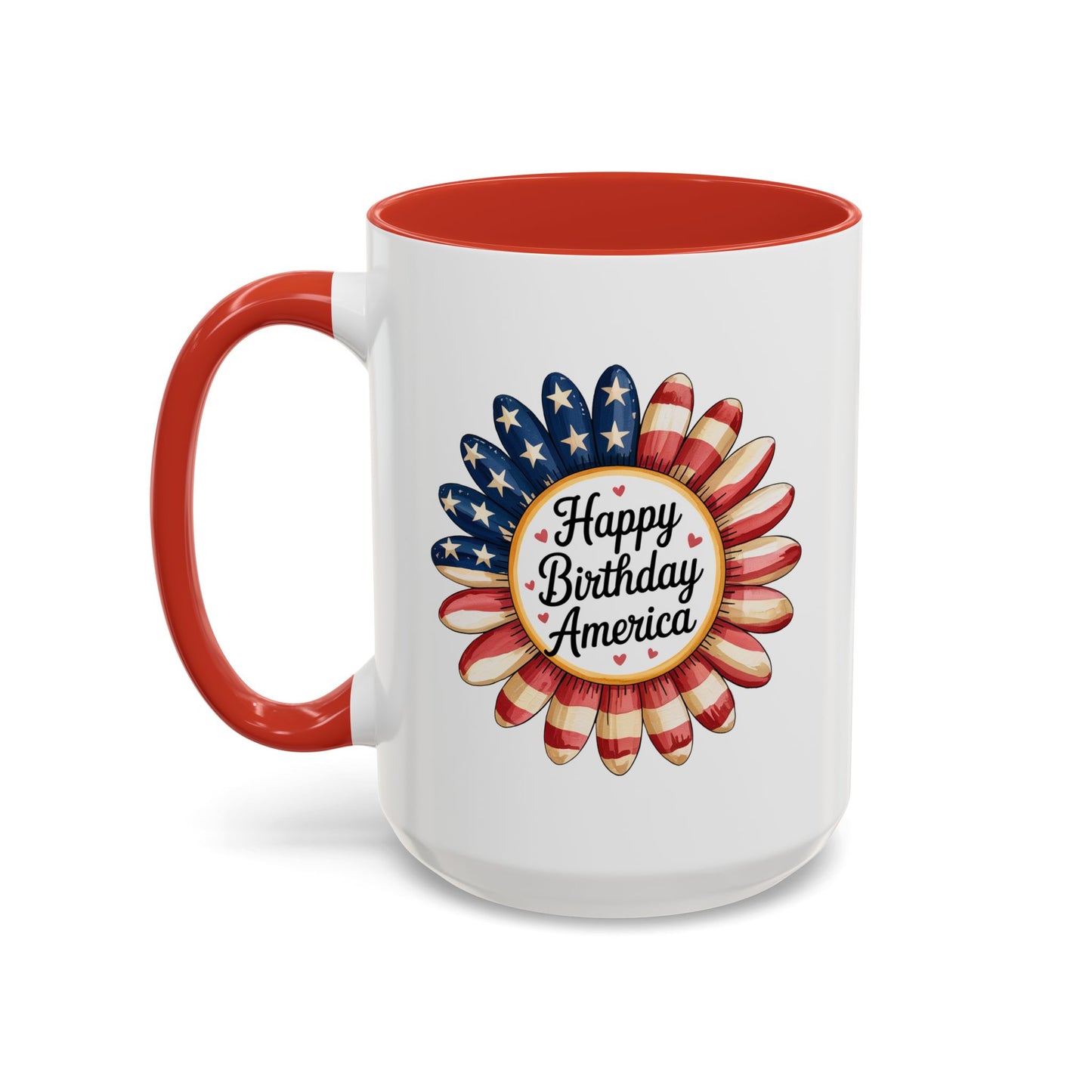 4th of July Mug - Happy Birthday America Sunflower