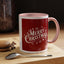 Christmas Mug - Merry Christmas White Text Maroon Background