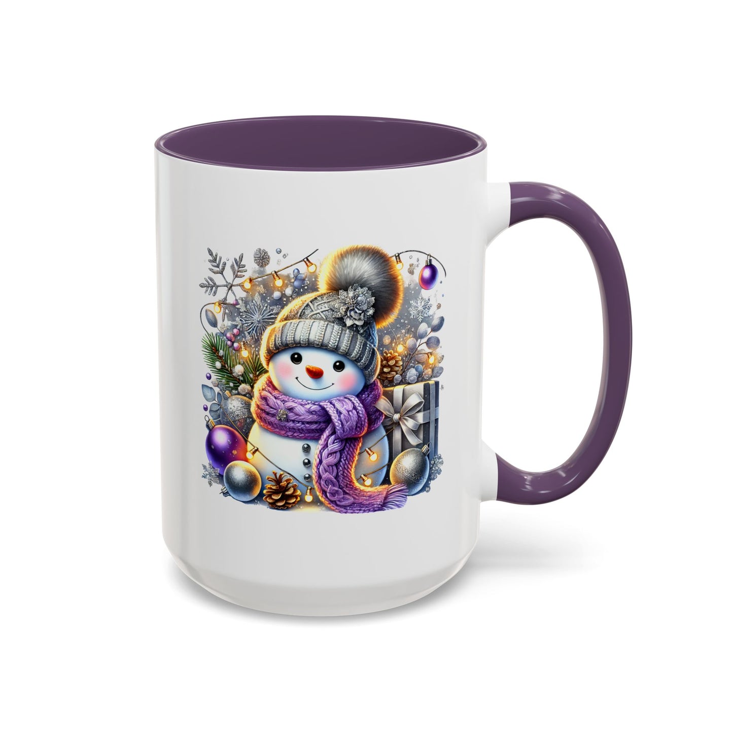 Christmas Mug - Purple and Silver Snowman