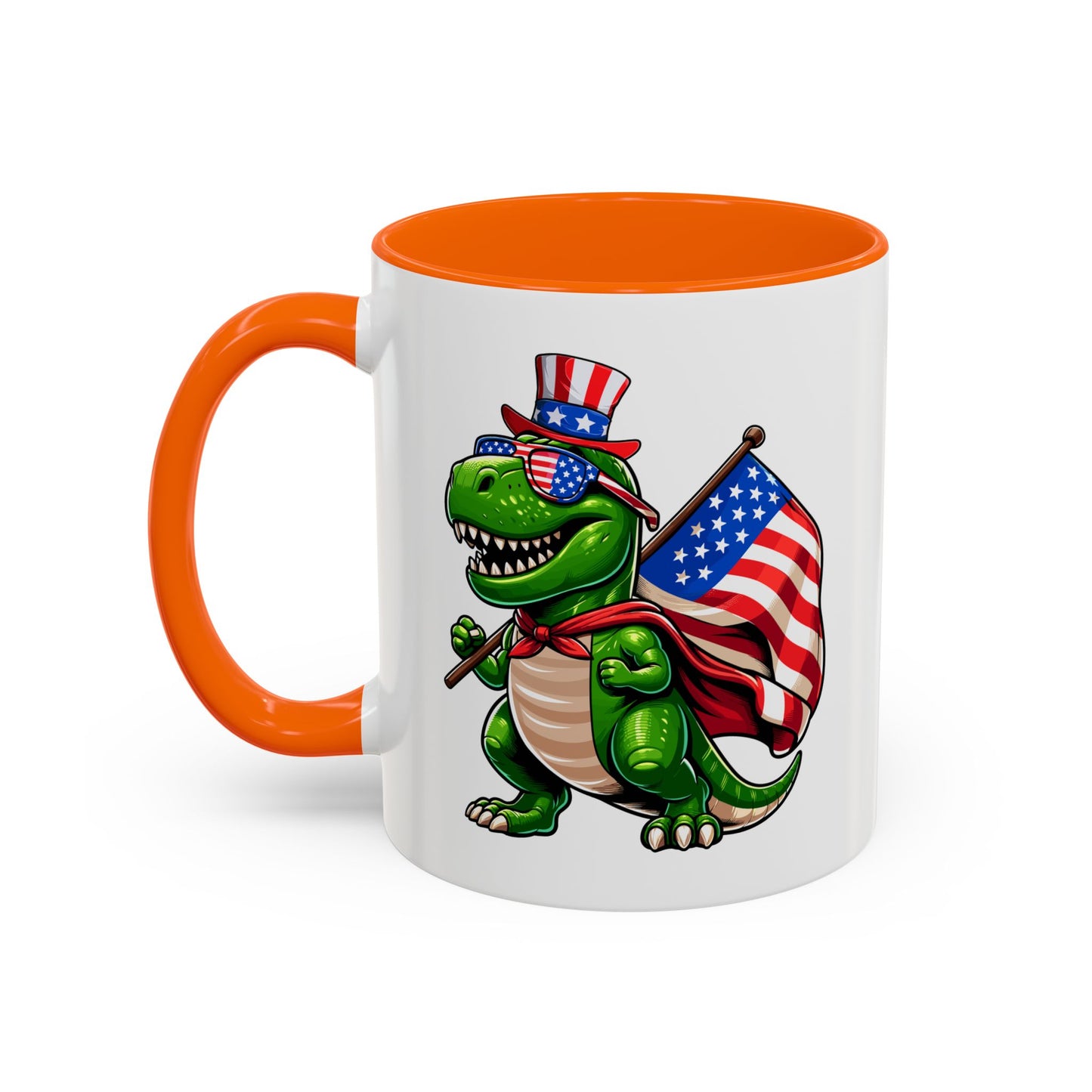 4th of July Mug - T Rex Dinosaur USA Flag