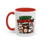 Christmas Mug - Merry Christmas Green & Red Text Cute Animals