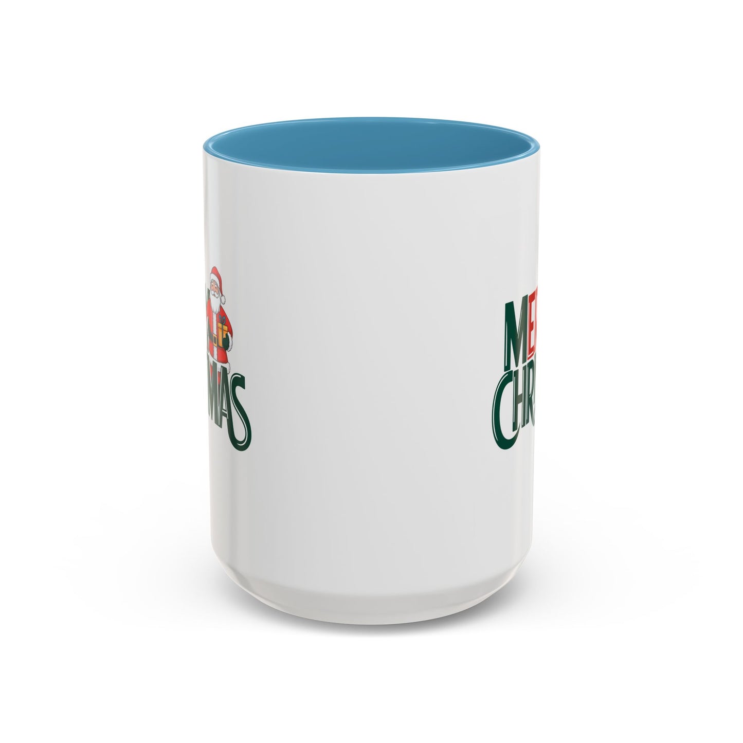 Christmas Mug - Merry Christmas Green & Red Text Santa Present
