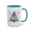 Christmas Mug - Merry Christmas Maroon & Blue Text Tree Hearts Stars