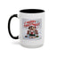 Christmas Mug - Merry Christmas Red Text Puppy Green Top