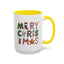 Christmas Mug - Merry Christmas Green Red & Gold Patterned Text