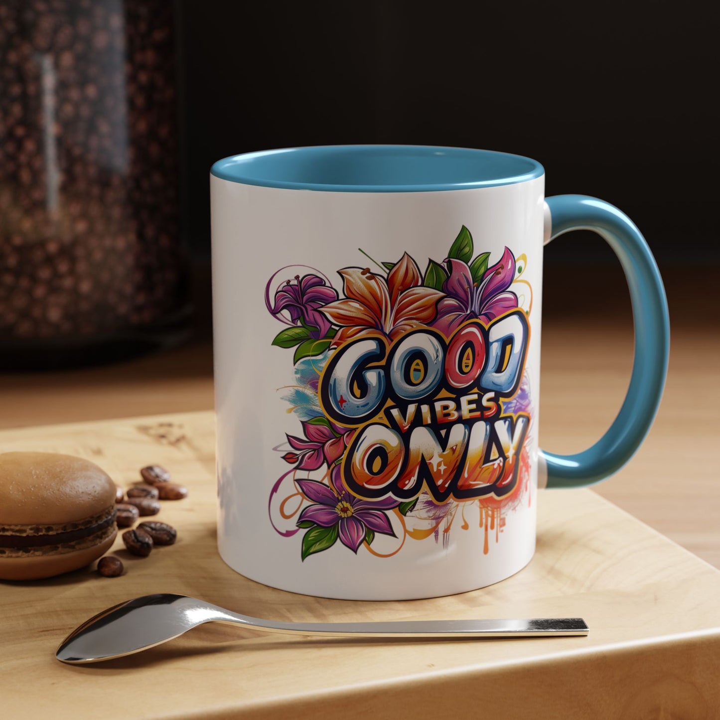 Wellness Mug - Good Vibes Only Graffiti Flowers