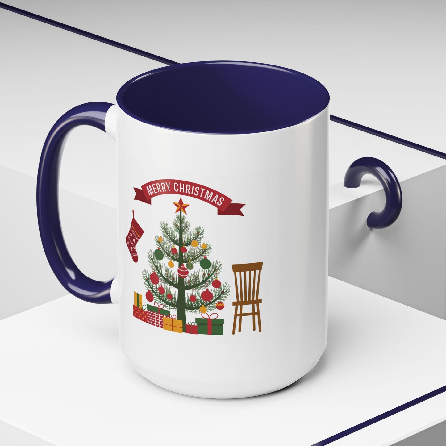 Christmas Mug - Merry Christmas Banner Tree Presents