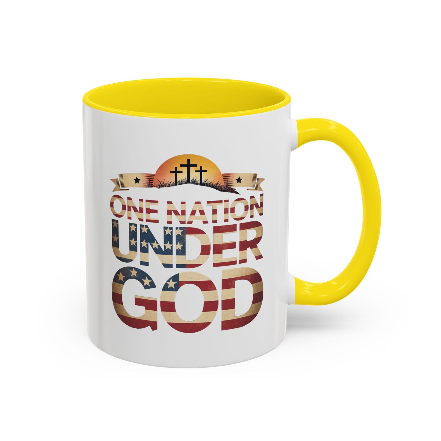 4th of July Mug - One Nation Under God Cross Flag