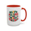Christmas Mug - Happy Holidays and Merry Christmas Blue Green Yellow Red Text