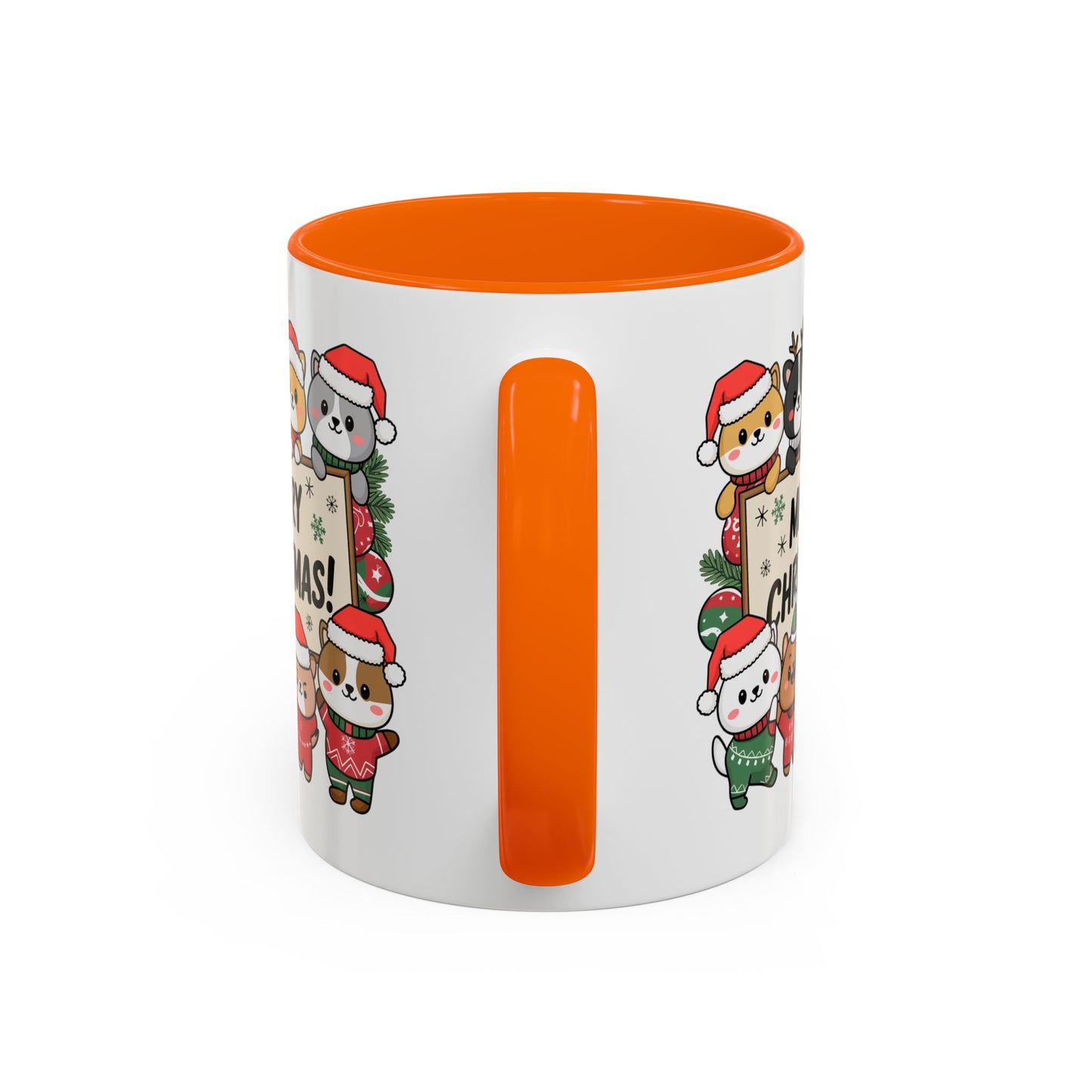 Christmas Mug - Merry Christmas Black Text Cute Animals