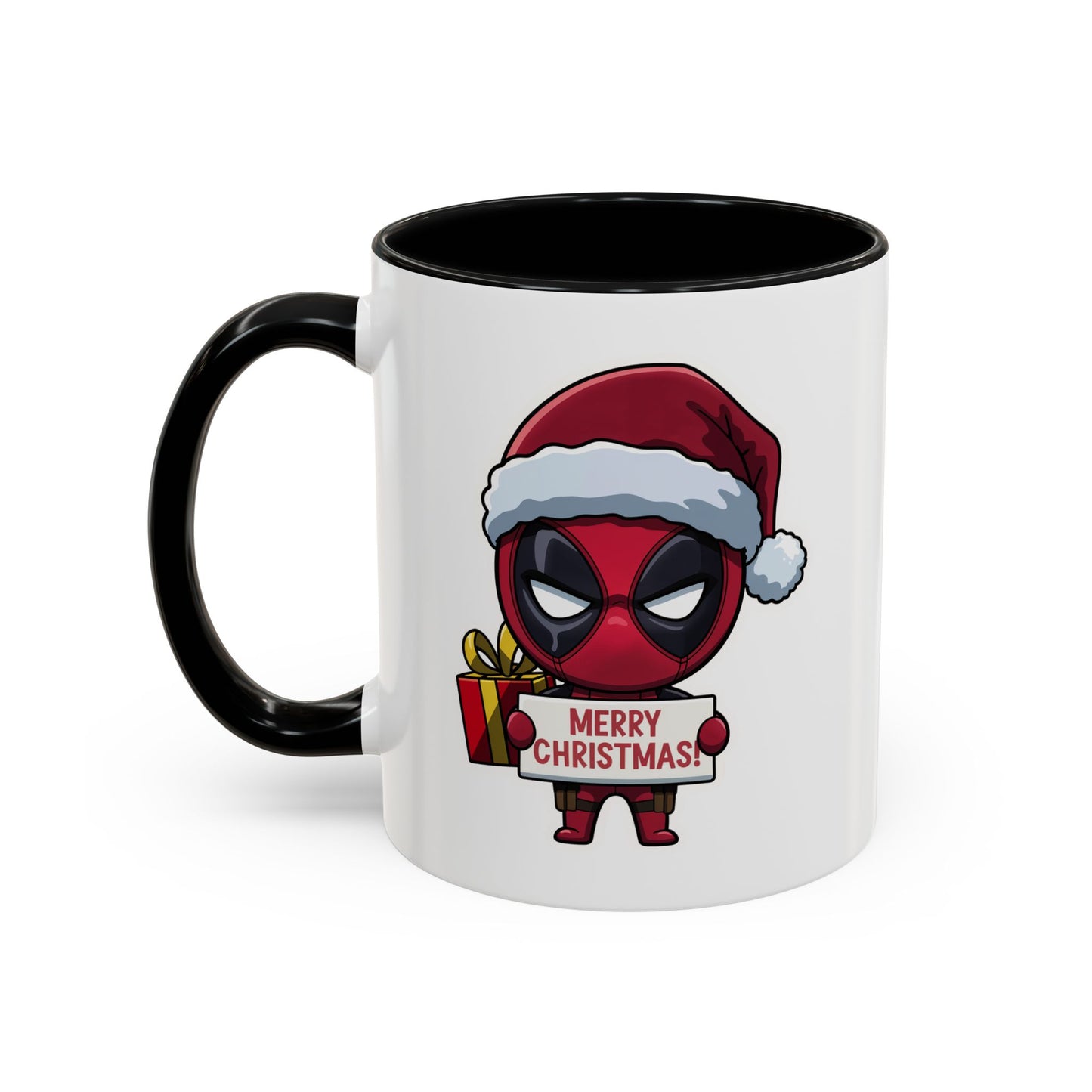 Christmas Mug - Merry Christmas Red Text Superhero