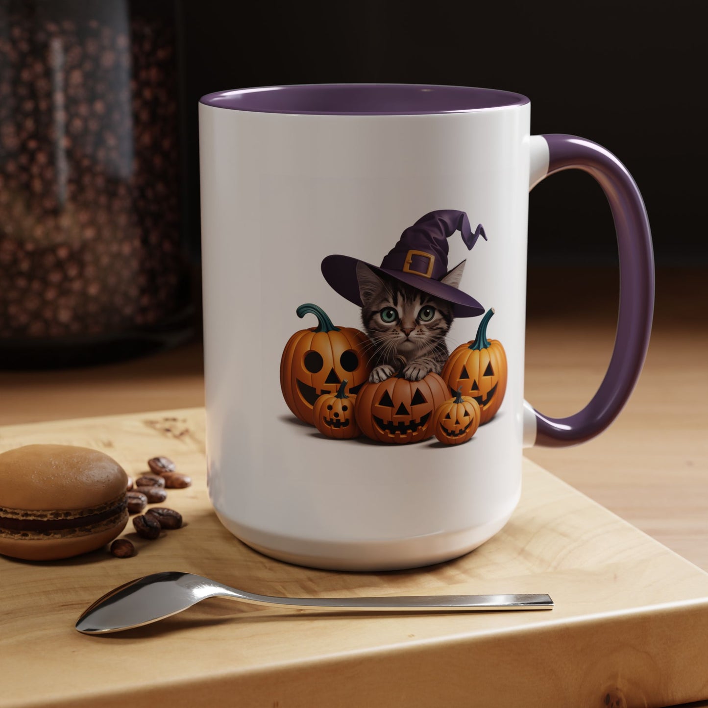 Halloween Mug - Witch Cat Hiding In Pumpkins