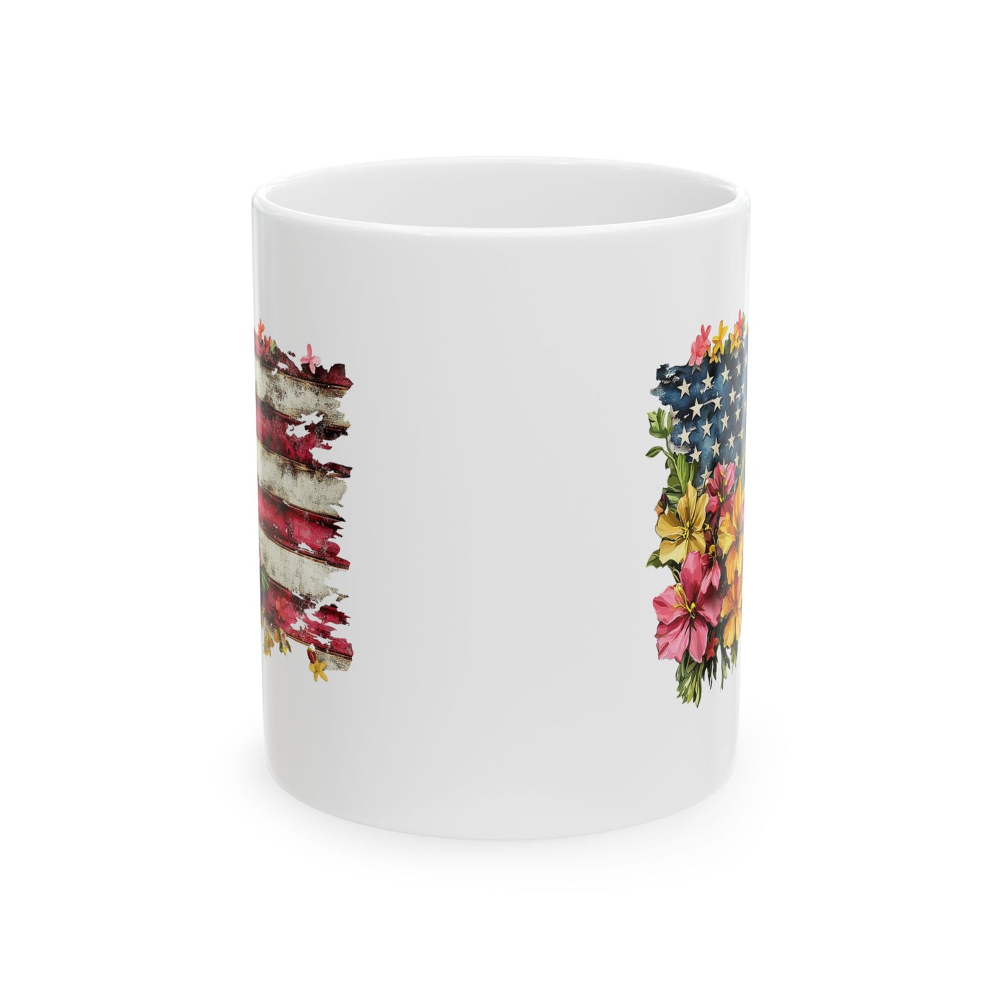 4th of July Mug - Floral AmericanFlag