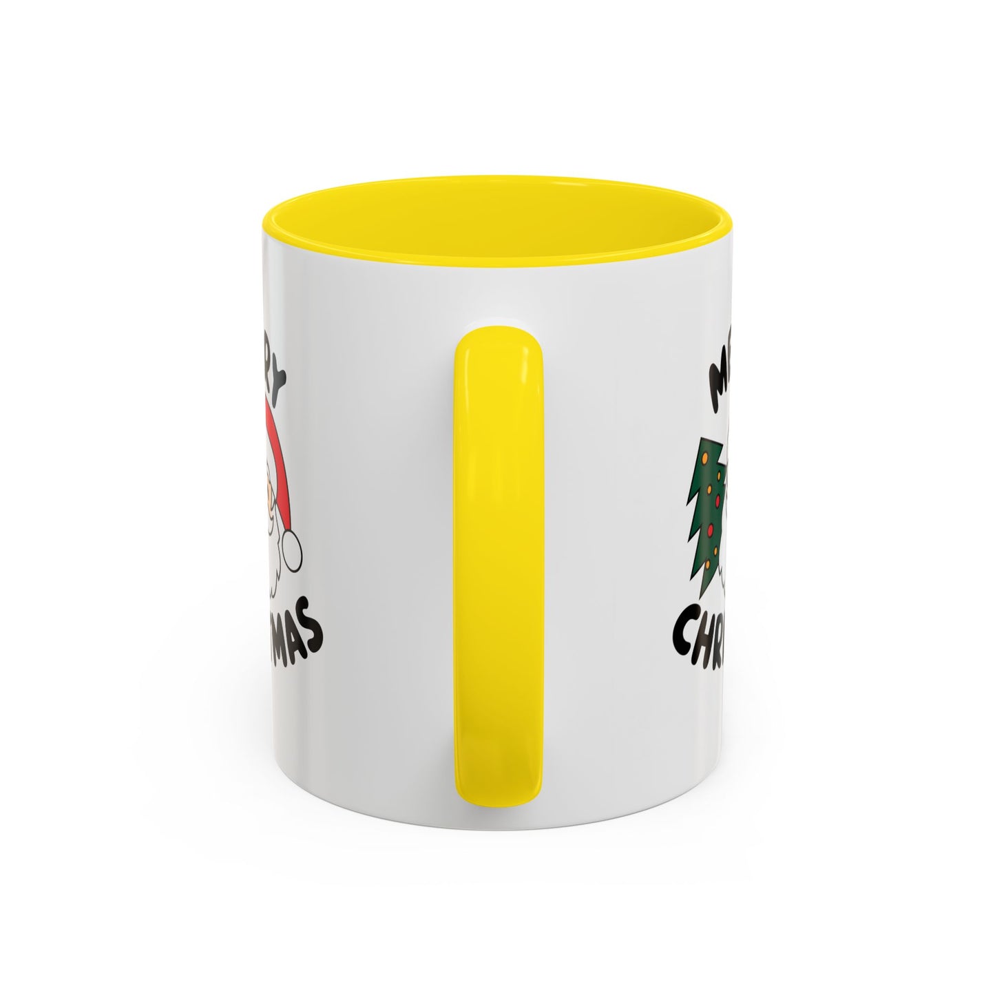 Christmas Mug - Merry Christmas Black Text Santa Tree