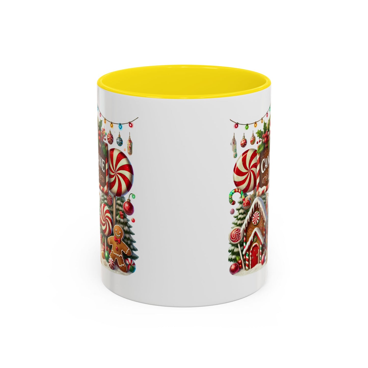 Christmas Mug - Candy Cane Lane White Text Ornaments Candy