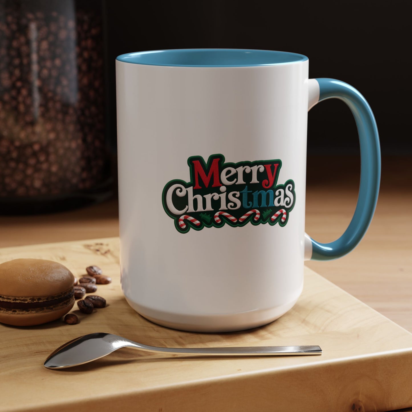 Christmas Mug - Merry Christmas White Red & Blue Text